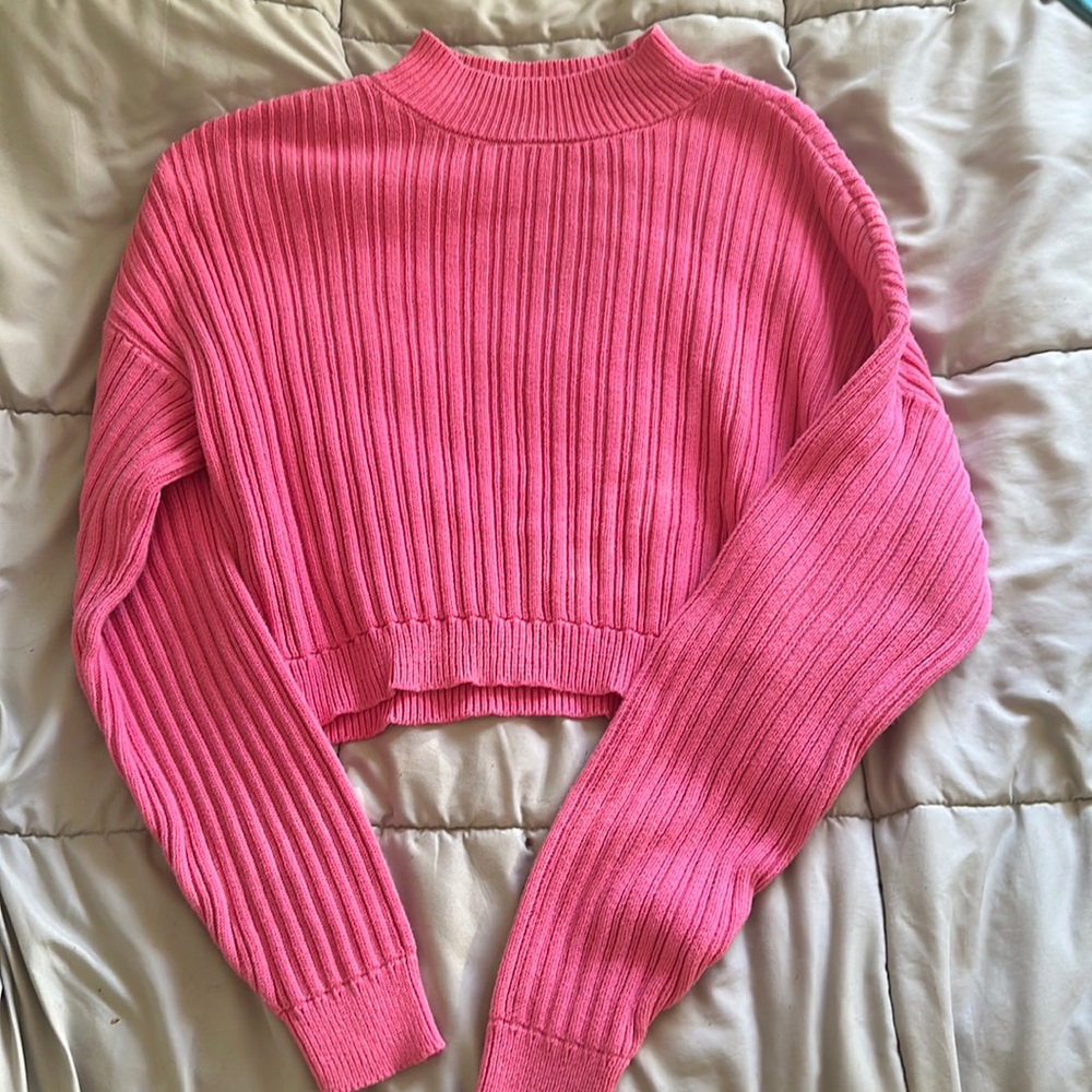 Pink Hollister Crop Sweater